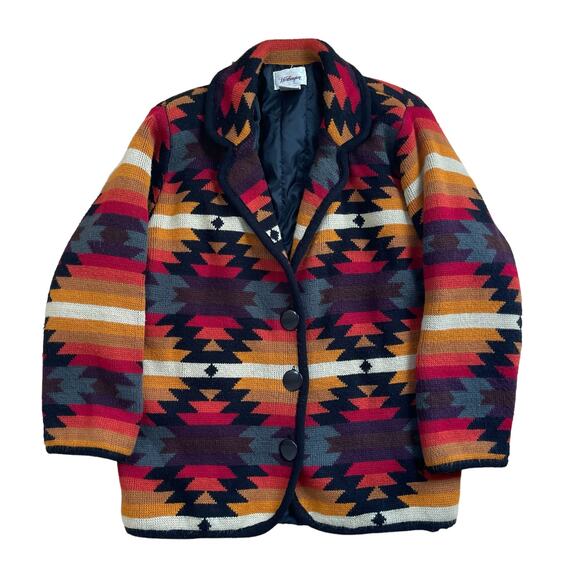 Worthington Vintage Aztec Knit Jacket Southwestern Multicolor Women’s Size 12/14